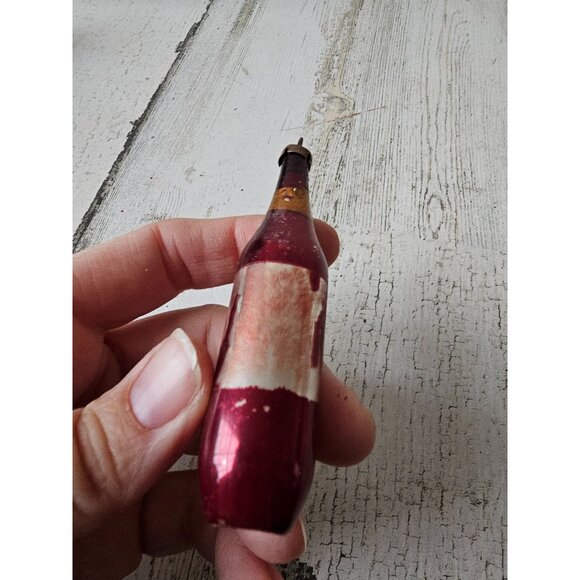 Antique vintage wine champagne glass mercury ornament Mini Xmas tree maroon re - Picture 6 of 8